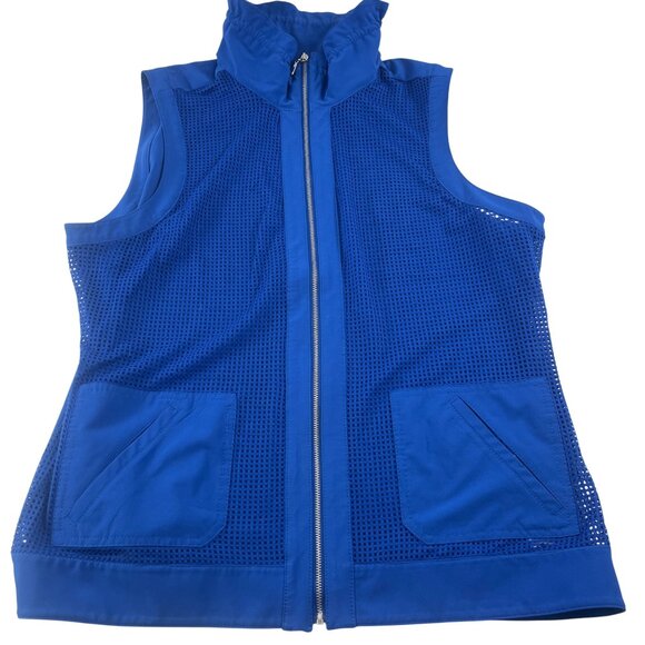 Chicos Weekends Blue Mesh Zip-Up Vest chico's Size 2 Large US - Picture 1 of 5